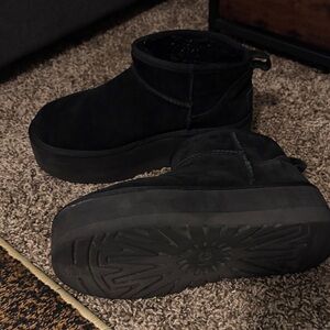 UGG Black Suede ultra mini platform